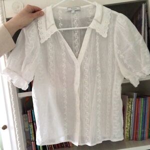 White Eyelet Collar Blouse